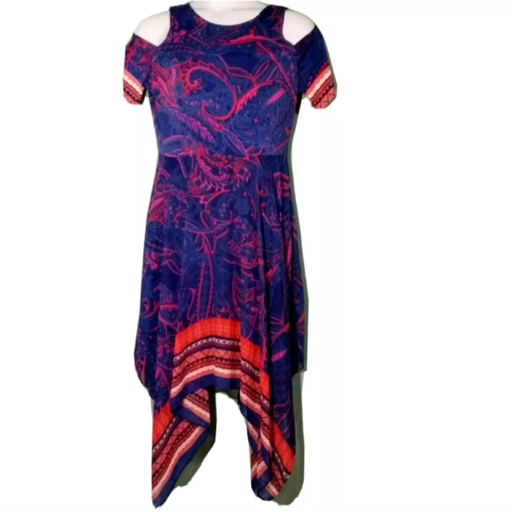 Bethany Cold Shouldet Hanky Hem Dress